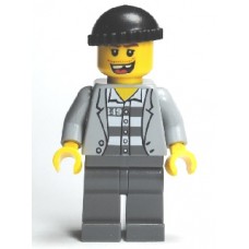 cty208 Police - Jail Prisoner Jacket over Prison Stripes, Dark Bluish Gray Legs, Black Knit Cap, Missing Tooth cty208 Police - Jail Prisoner Jacket over Prison Stripes, Dark Bluish Gray Legs, Black Knit Cap, Missing Tooth